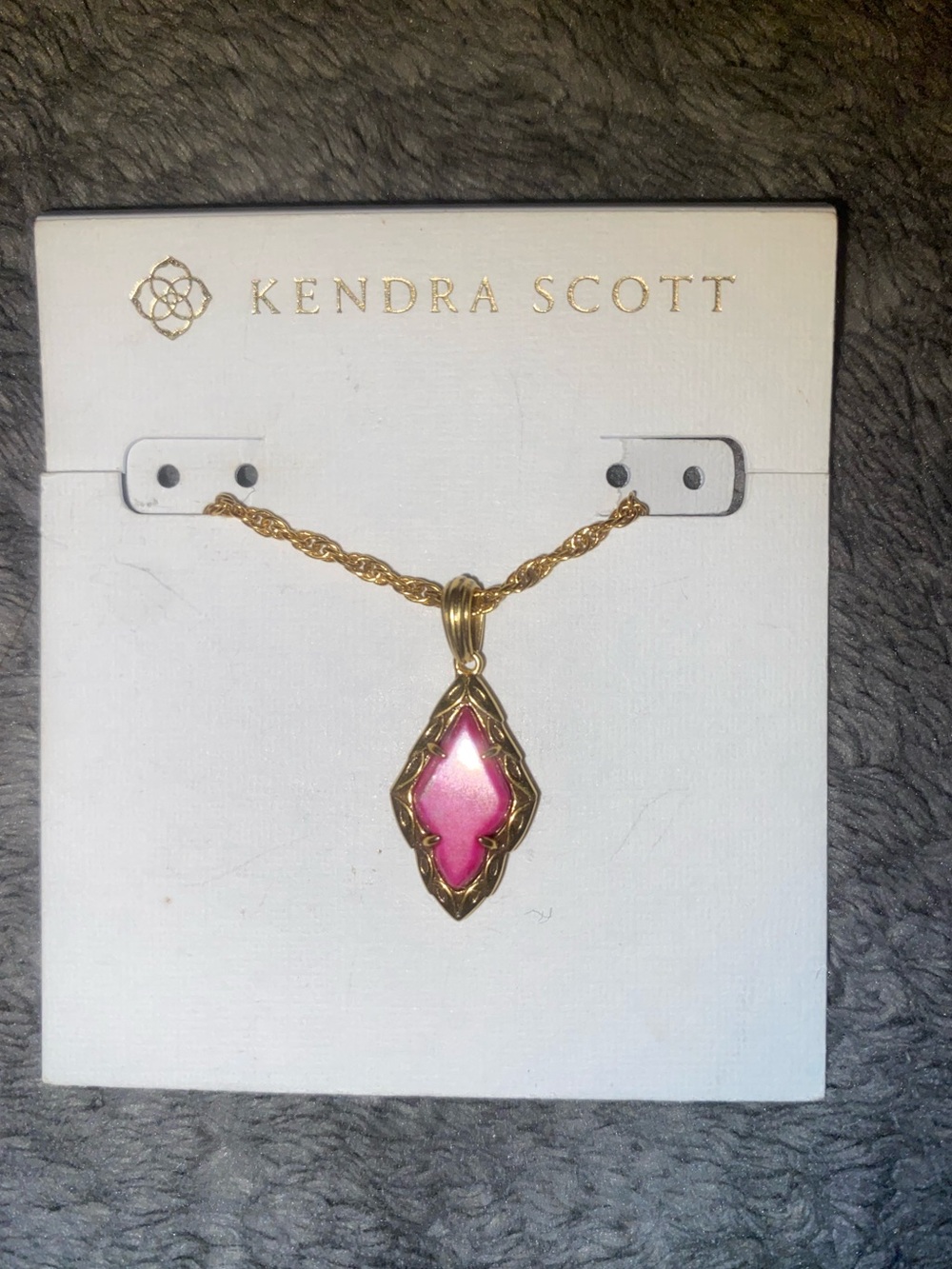 Kendra Scott Adeline Vintage Rose Gold Fuchsia Variegated Magnesite Necklace
